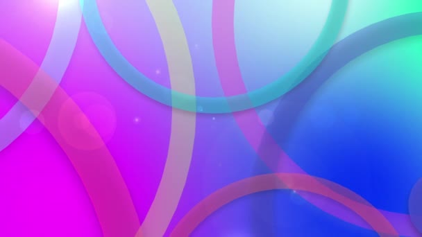 Яркий Дизайн Красочными Кругами Линиями Фиолетовом Электрическом Синем Фоне Демонстрирующий — стоковое видео