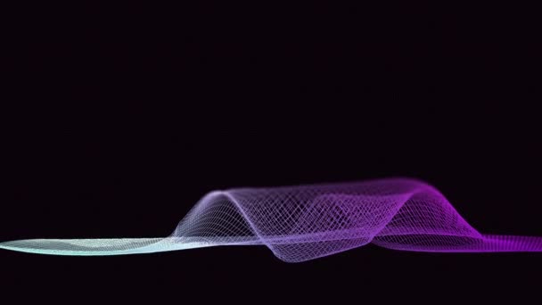 抽象动画 蓝色和紫色的粒子优雅地滑过天鹅绒般的黑色背景 通过复杂的3D渲染 这个天体奇观使感官着迷 — 图库视频影像