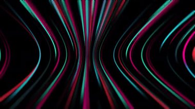 Siyah arka planda mor, pembe, mor ve morumsu renkli sanatsal bir desen. Tasarım renkli ve gölgeli, bir elektrik mavi daire motifi oluşturur