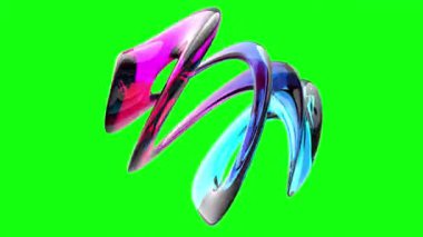 Yeşil ekranda izole edilmiş 3 boyutlu cam animasyonu. Yüksek kalite 4k görüntü