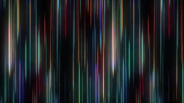 Parlak neon pembe ve mavi ince çizgiler yavaşça ortaya çıkar, karanlığa karşı canlı bir şekilde parlarlar. Bu çizgiler yukarı doğru yükselir, görünmeyen yüksekliklere ulaşır, sonra yavaşça karanlığa doğru kaybolur.