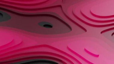 Mmagenta 'da soyut basamaklı 3D arkaplan ve dalga halinde kara morarma. Yüksek kalite 4k görüntü
