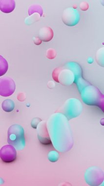 3D soyut şekiller animasyon pastel renkli topları şekillendirir ve 3d döngü arkaplanı oluşturur. Yüksek kalite 4k görüntü