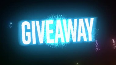 Sosyal medya animasyonu için havai fişek tanıtım reklamı ile yazılmış hediye metni. Yüksek kalite 4k görüntü