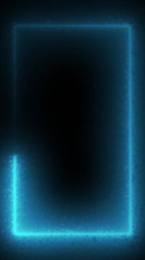 Mavi neon çerçeve, dikey olarak parlayan parlayan bir reaktangle kaplar. Yüksek kalite 4k görüntü