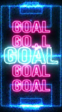 Neon ve futbol sahası animasyonlu, dikey çizgi film. Yüksek kalite 4k görüntü