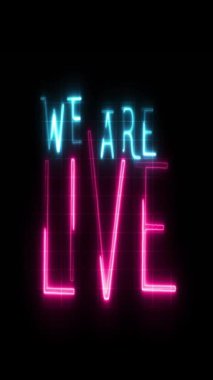 Dikey Şimdi Yayınlanan metin, mor neon 3d animasyon Live Streaming Conception 'ın üçte birini oluşturur. Yüksek kalite 4k görüntü