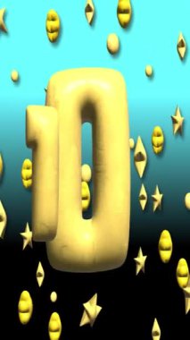 dikey numara 100 3d animasyon arkaplan mavi arkaplan. Yüksek kalite 4k görüntü