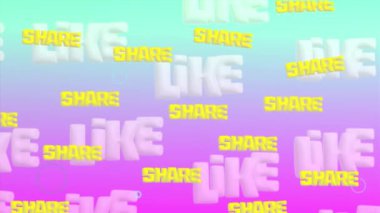 Pastel renkli sosyal medya arka planı, sarı 3D animasyon. Yüksek kalite 4k görüntü