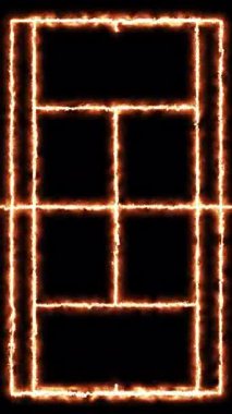 Tenis sahasının arka planında ateş dikey olarak canlandırılıyor. Yüksek kalite 4k görüntü