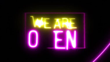 Parlayan bir neon ışıklı tabela animasyonu, barlar, dükkanlar ve restoranlar için mükemmel. İş promosyonları için canlı ve göz alıcı bir geçmiş. 