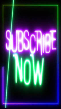 Neon işareti animasyonunu kaplayan metne abone olun. Yüksek kalite 4k görüntü