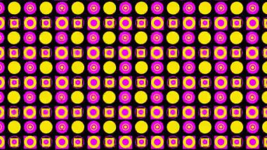 Mor ve Sarı Geometrik Şekiller Minimalist Animasyon Arkaplanı. Yüksek kalite 4k görüntü