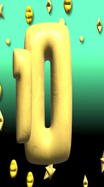 dikey numara 100 3d animasyon arkaplanı ve yeşil arkaplan. Yüksek kalite 4k görüntü