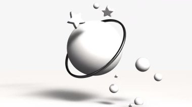 Metin için kopyalama alanı olan beyaz arkaplanda soyut 3d animasyon. Yüksek kalite 4k görüntü