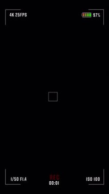 Ekran arayüzü Camcoder kaydediliyor. Video kamera görüntüsü üzerine. Yüksek kalite 4k görüntü