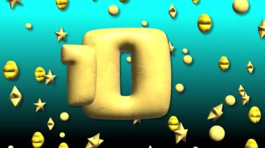 dikey numara 100 3d animasyon arkaplan mavi arkaplan. Yüksek kalite 4k görüntü