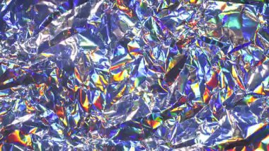 Gerçeküstü arka plan, parlak, buruşuk holografik folyoyu ve hareketli animasyon parıltısını gösteriyor. Müzik görselleri ya da yaratıcı tanıtımlar için mükemmel.