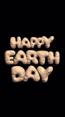 Dikey Mutlu Dünya Günü 3D Metni transperant arkaplanda izole edildi. Yüksek kalite 4k görüntü