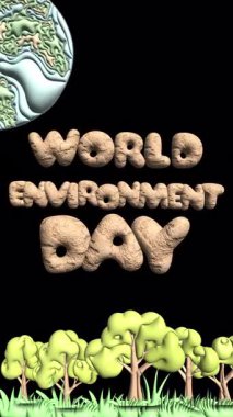  Dünya Çevre Günü 3 boyutlu arka plan animasyonu. Yüksek kalite 4k görüntü