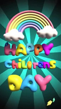  Çocuk Günü 'nü kutlamak için animasyon 3 boyutlu harflerle eğlenceli ve neşeli hareketli grafikler film projeleri için ideal. 