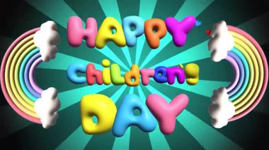  Çocuklar Günü için ideal sevimli ve neşeli 3D animasyon metni tanıtım ve eğitim içeriği