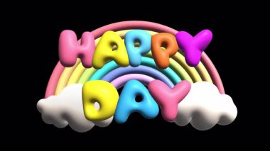 Neşeli bir 3 boyutlu animasyon. Mutlu Günler kalın ve renkli harflerle ortaya çıkıyor. Kutlama için ideal.