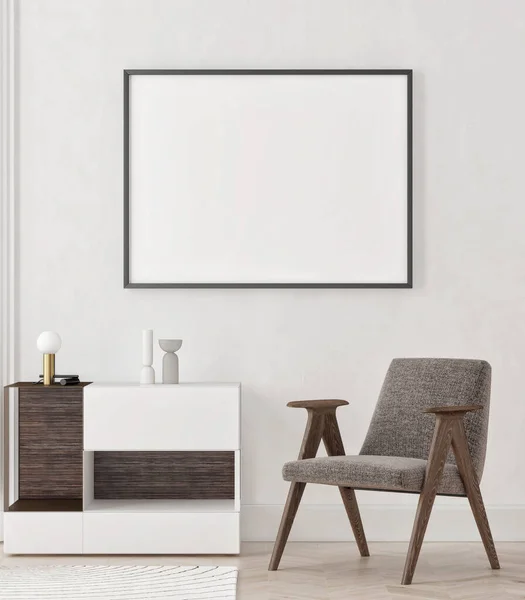 Living Room Interior Space Mock Poster Illustration — Stock Photo, Image