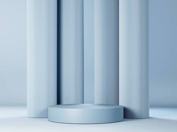 Podium Abstract Space Product Presentation Blue Background Render Illustration — Stock Photo, Image