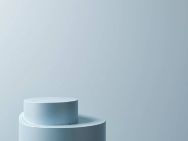 Ürün sunumu için premimium podyum alanı, mavi arkaplan geometri kompozisyonu, 3d render, 3d illüstrasyon.