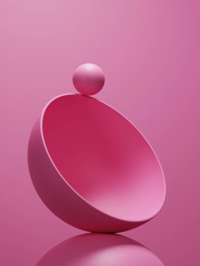 Abstract pink geometry composition for product design, 3d illustration.
