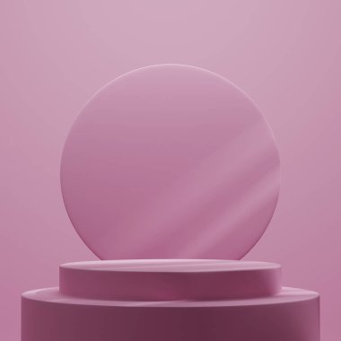 Pink podium for product presentation, Premium illustration with abstract geometry and soft light and shadows, 3d illustration.