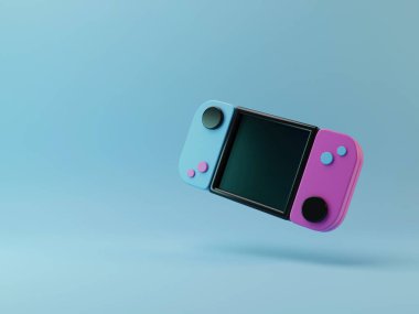3D illustration of game console on blue background. Game system illustration icon.