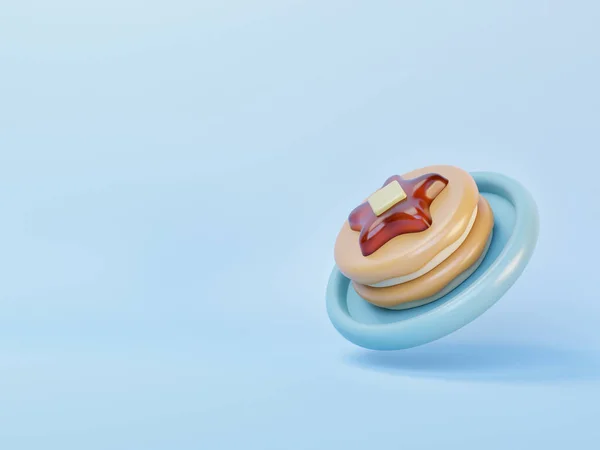 Illustration Sweet Pancake Blue Background — Foto Stock