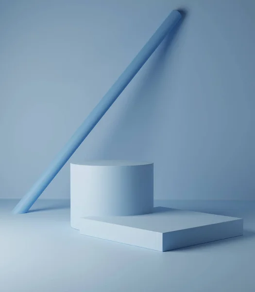 製品プレゼンテーション 青の背景 3Dイラストのためのプレミアムモックアップ台座 — ストック写真