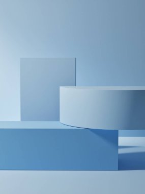 Premium  mock up podium for product presentation, blue background, 3d illustration. clipart