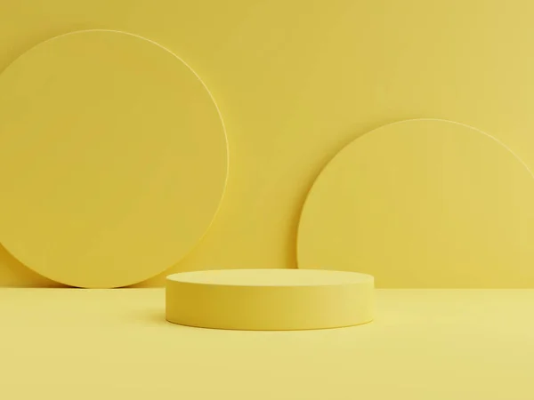 Δημιουργική Γεωμετρία Mock Βάθρο Για Την Παρουσίαση Του Προϊόντος Κίτρινο Εικόνα Αρχείου