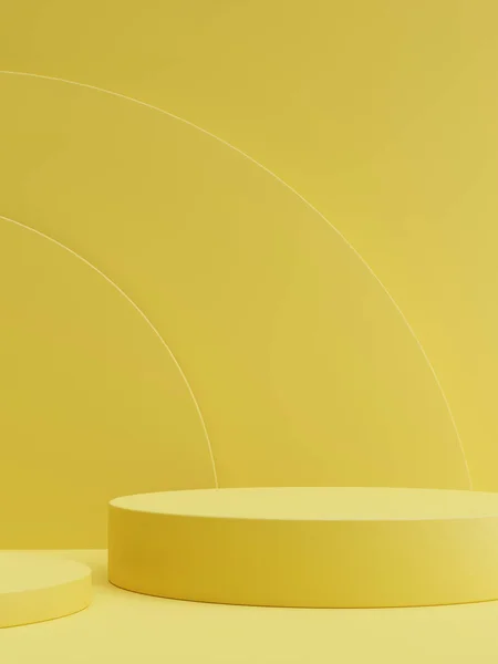 Mock Geometry Podium Product Presentation Yellow Background Illustration — Stok Foto
