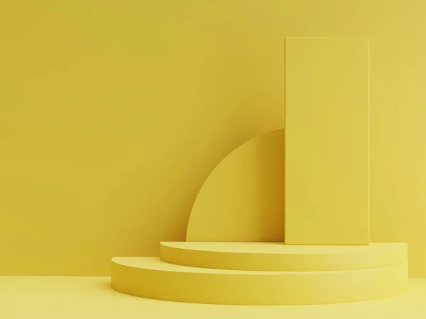 形状表彰台 製品プレゼンテーション 黄色の背景 3Dイラストをモックアップ — ストック写真
