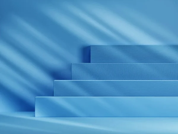 Premium Minimalism Geometry Podium Abstract Shadow Presentation Blue Background Illustration — Stock Photo, Image