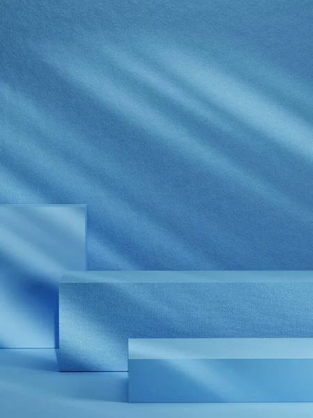 Abstraktes Premium Podium Für Produktpräsentation Weicher Lichtschatten Blauer Hintergrund Illustration Stockbild