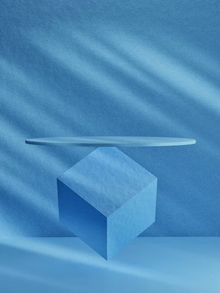 Mock Abstract Minimalisme Studio Voor Productpresentatie Blauwe Achtergrond Illustratie — Stockfoto