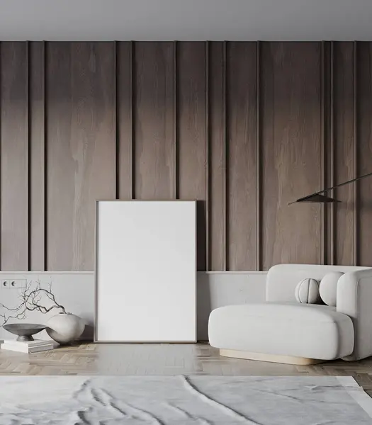 Mock-up poster in living room minimalism interior style.