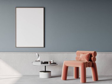 Mockup poster in minimalism interior design, poster for product presentation, 3d illustration. clipart
