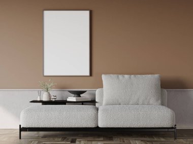 Mockup poster in minimalism interior design, poster for product presentation, 3d illustration. clipart