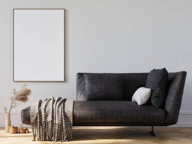 Minimalizm iç tasarım posterini ev dekoru, 3D illüstrasyonla kapat