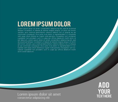 Dergi veya broşür, vektör tasarımı düz dalga eğrisi çizgileri ve daireler. Soyut arkaplan.