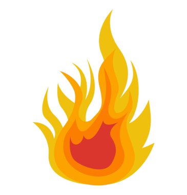 Mavi arka planda sarı alev topu. Ateş Topu Simgesi.