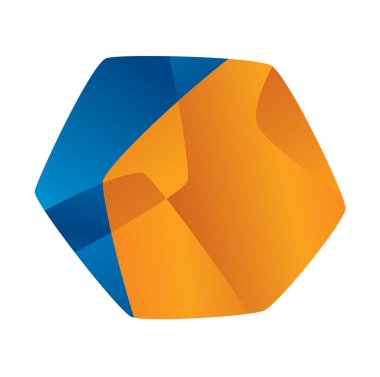 Soyut sembol, beyaz arkaplanda turuncu ve mavi teknoloji logosu