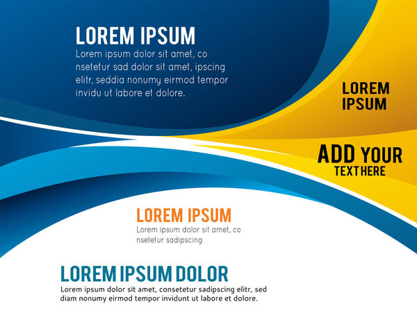 Абстрактно синий и оранжевый фон с волной - дизайн брошюры или листовки